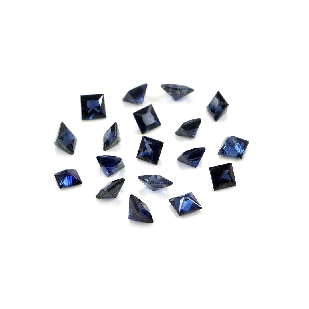 Natural Untreated Blue Sapphire Calibrated Squares | 3mm & 3.5mm
