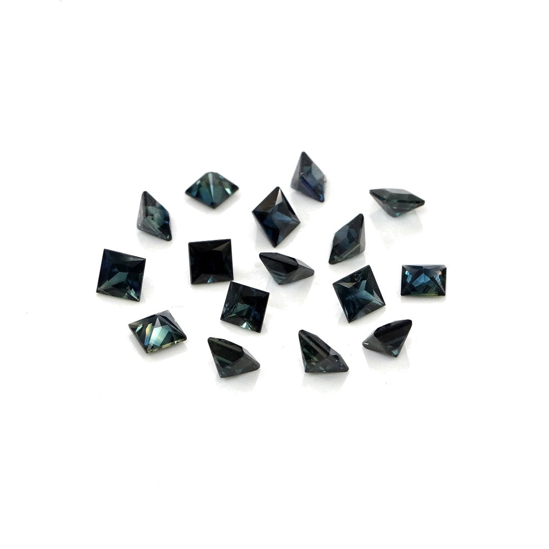 Natural Untreated Australian Teal Sapphire Calibrated Squares | 3mm & 3.5mm