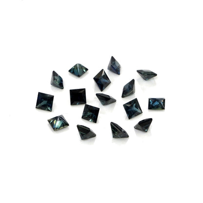 Natural Untreated Australian Teal Sapphire Calibrated Squares | 3mm & 3.5mm