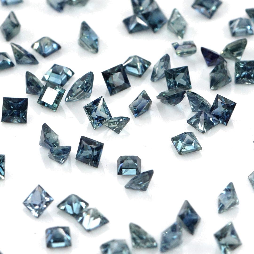 Natural Untreated Blue Sapphire Calibrated Princess Cut Squares | 2mm & 2.5mm
