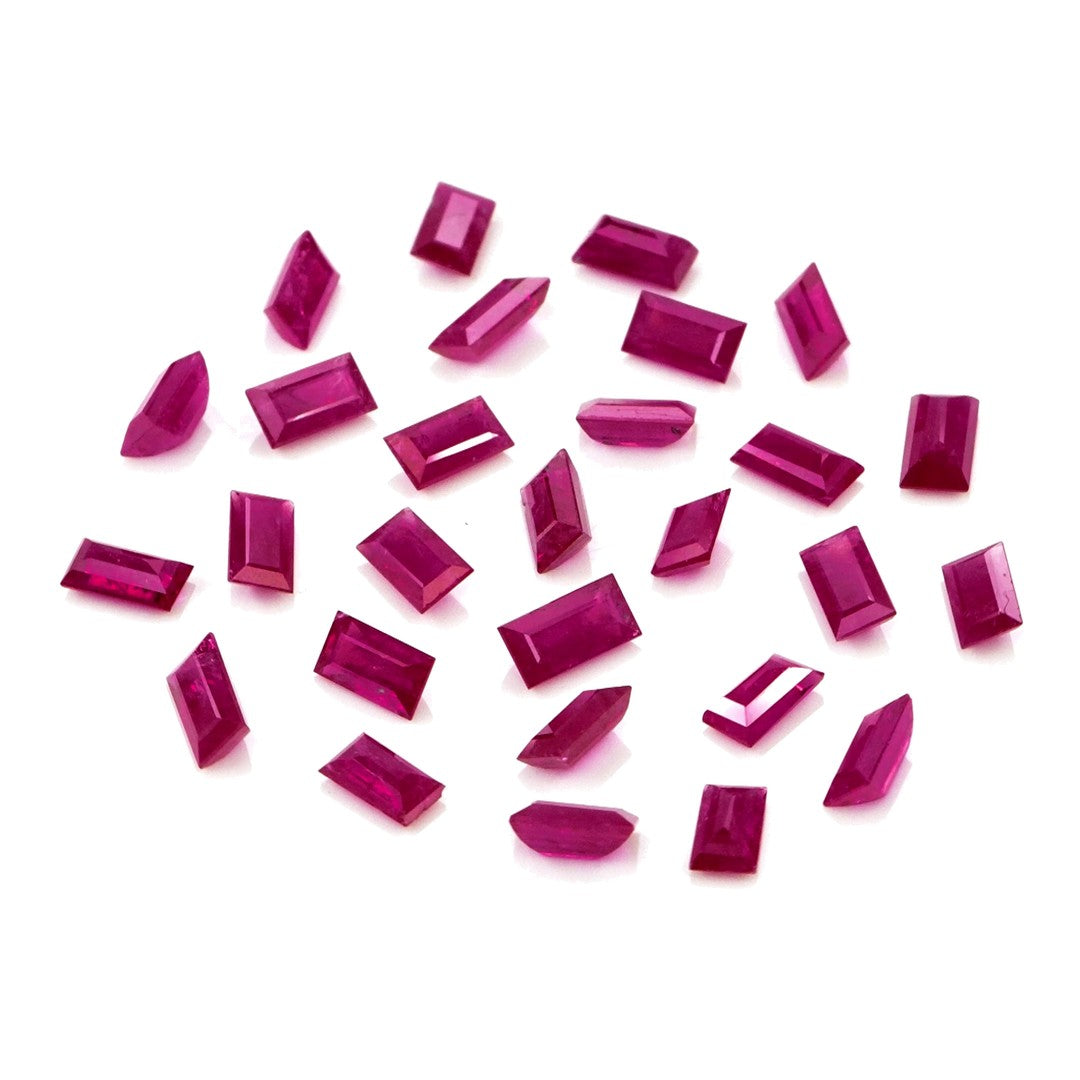 Natural Untreated Mozambique Ruby Calibrated Baguettes | 2x4mm & 2.5x5mm