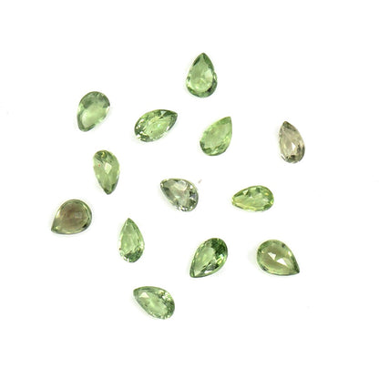 Natural Untreated Green Sapphire Calibrated Pears | 3x4mm & 4x5mm