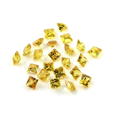 Natural Untreated Yellow Sapphire Calibrated Princess Cut Squares | 2mm & 2.25mm