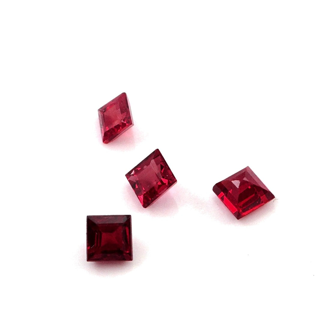 Natural Untreated Red Sapphire Calibrated Squares | 2.5mm & 3mm