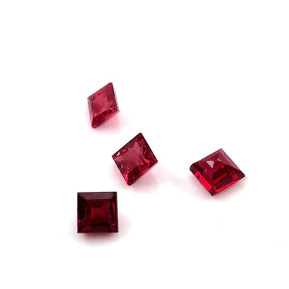 Natural Untreated Red Sapphire Calibrated Squares | 2.5mm & 3mm