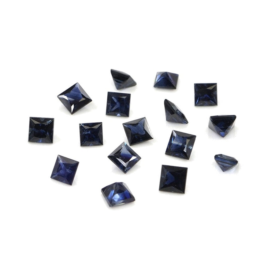 Natural Untreated Blue Sapphire Calibrated Squares | 3mm & 3.5mm