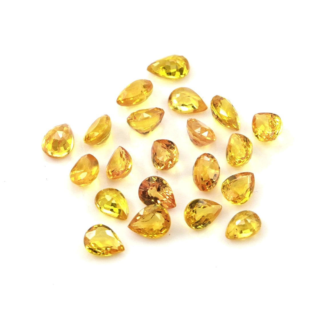 Natural Untreated Yellow Sapphire Calibrated Pears | 3x4mm & 4x5mm