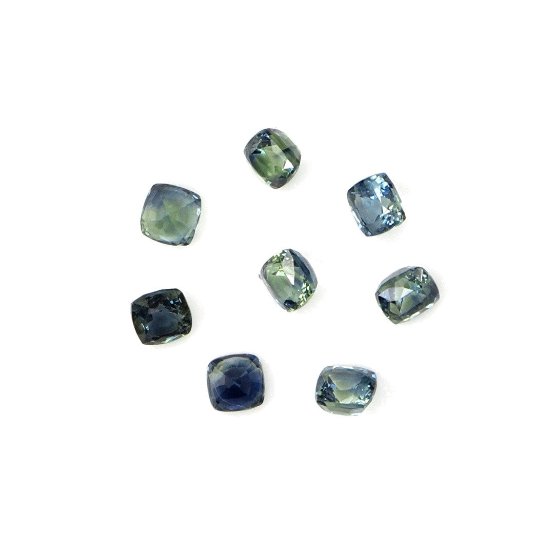 Natural Untreated Australian Teal Sapphire Calibrated Cushions | 4mm & 4.5mm