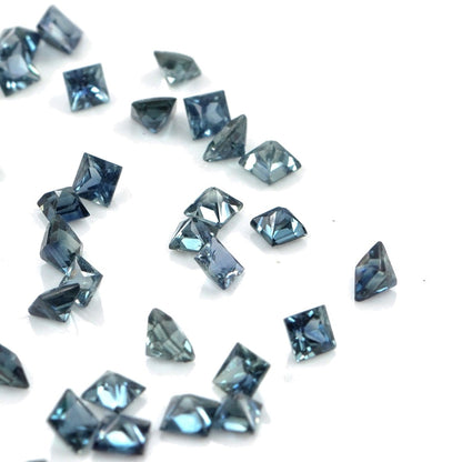 Natural Untreated Blue Sapphire Calibrated Princess Cut Squares | 2mm & 2.5mm