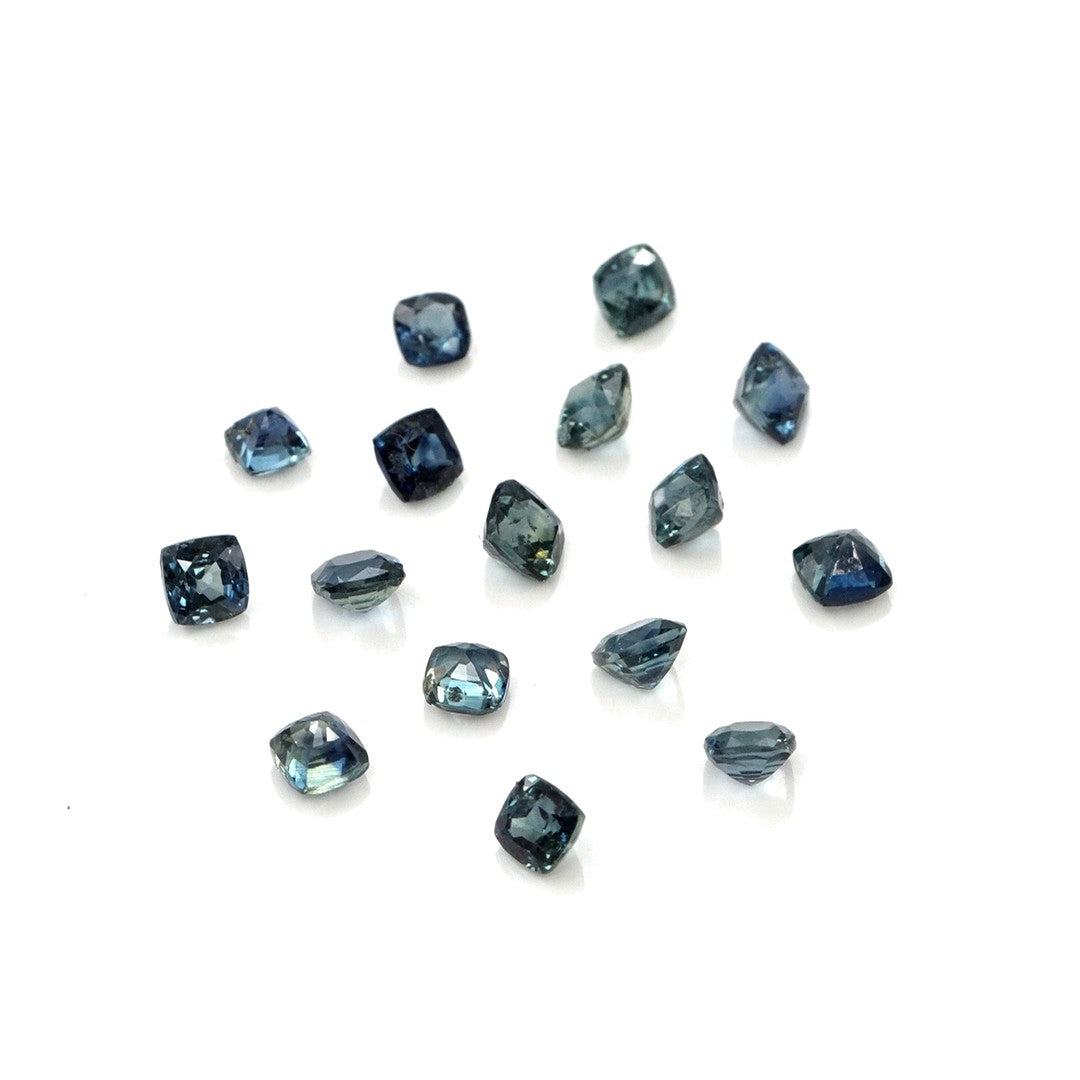 Natural Untreated Australian Teal Sapphire Calibrated Cushions | 3mm & 3.5mm