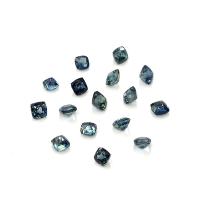 Natural Untreated Australian Teal Sapphire Calibrated Cushions | 3mm & 3.5mm