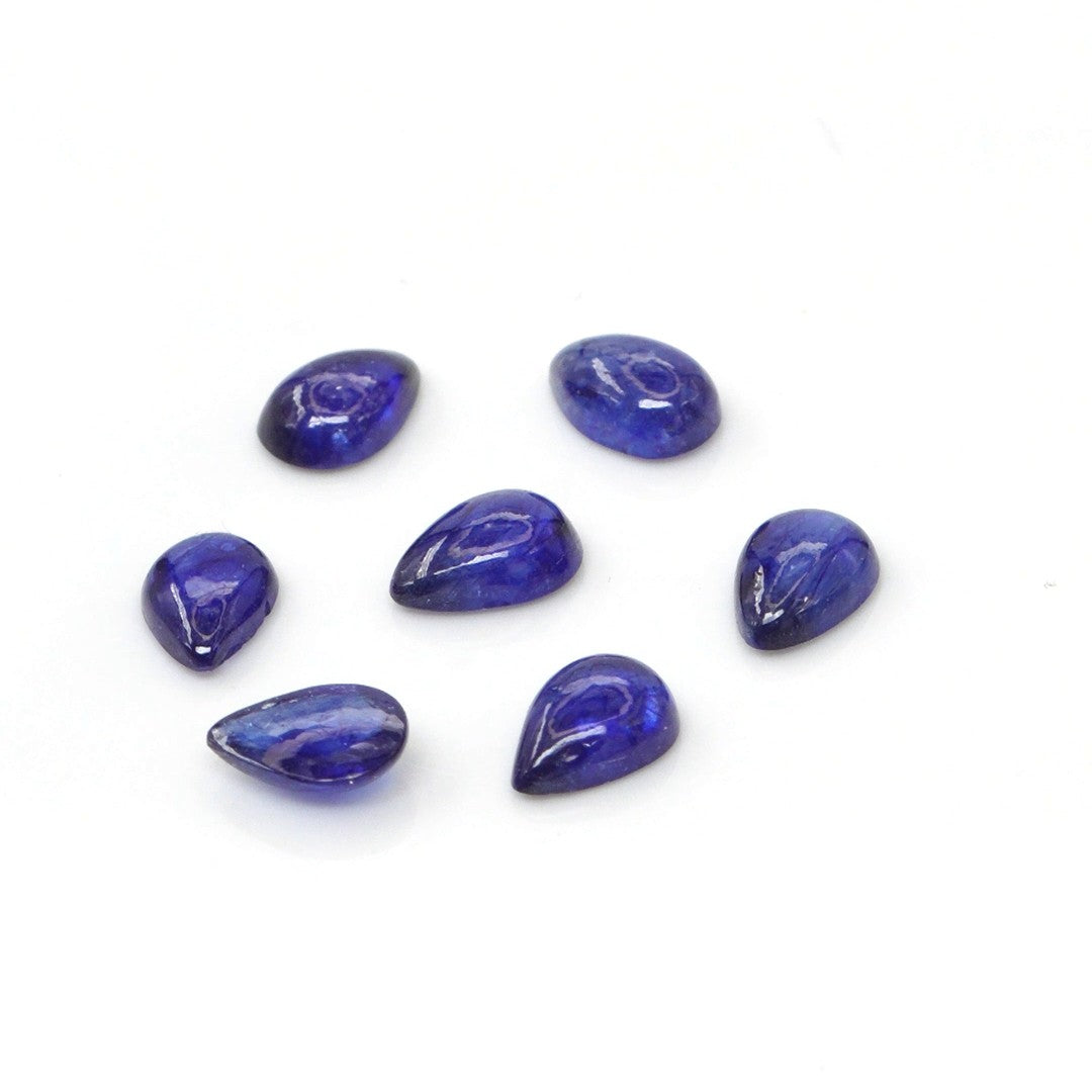 Natural Bangkok Blue Sapphire Calibrated Cabochon Pears | 3x5mm & 4x6mm