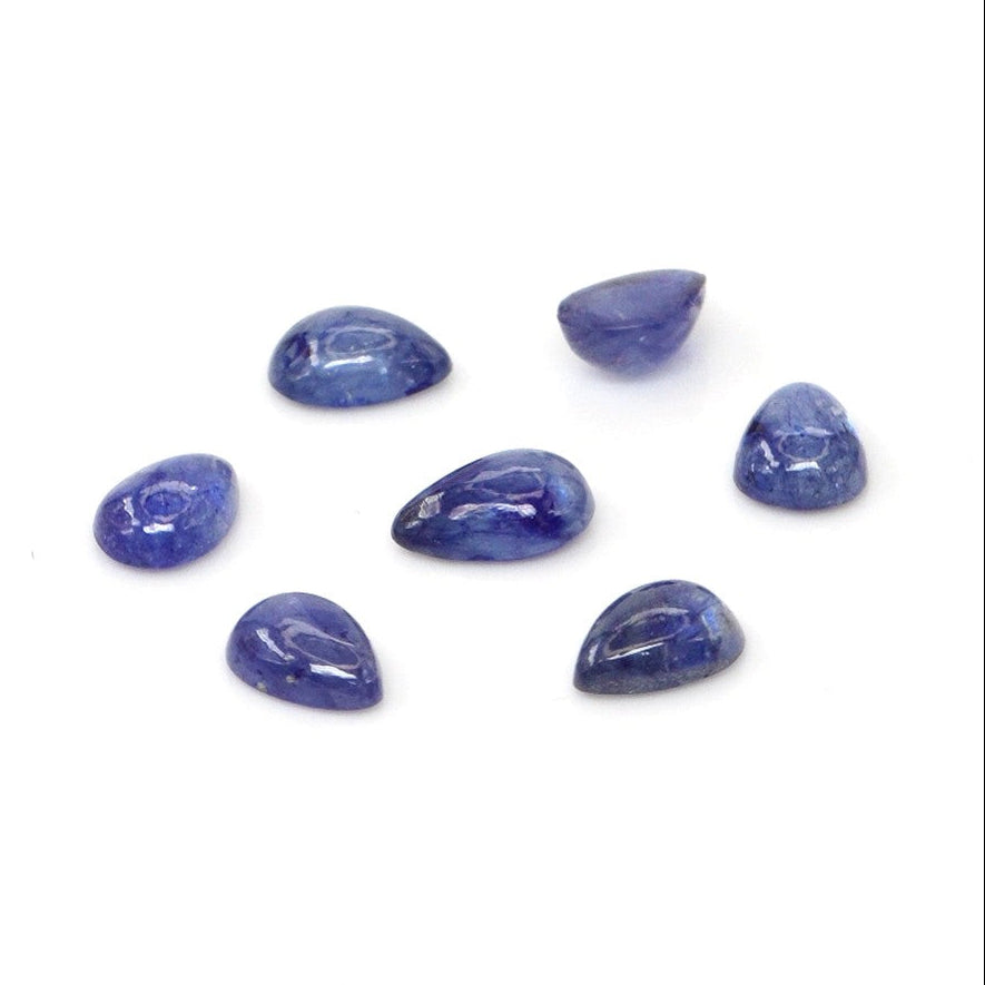 Natural Bangkok Blue Sapphire Calibrated Cabochon Pears | 3x5mm & 4x6mm