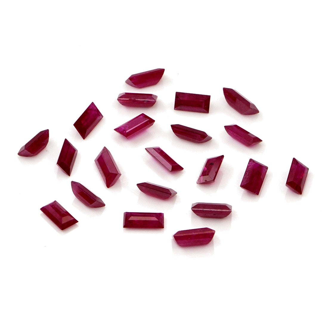 Natural Untreated Mozambique Ruby Calibrated Baguettes | 2x4mm & 2.5x5mm