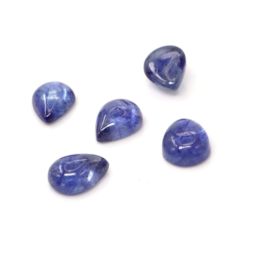 Natural Bangkok Blue Sapphire Calibrated Cabochon Pears | 5x7mm & 6x8mm