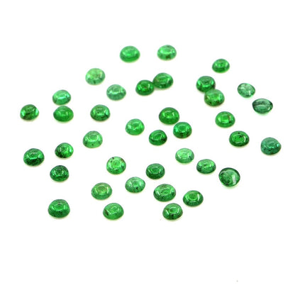 Natural Zambian Emerald Calibrated Cabochon Rounds | 2mm & 2.5mm