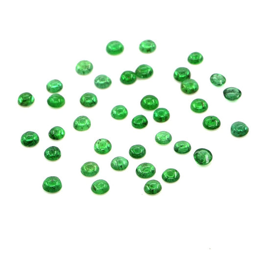 Natural Zambian Emerald Calibrated Cabochon Rounds | 2mm & 2.5mm