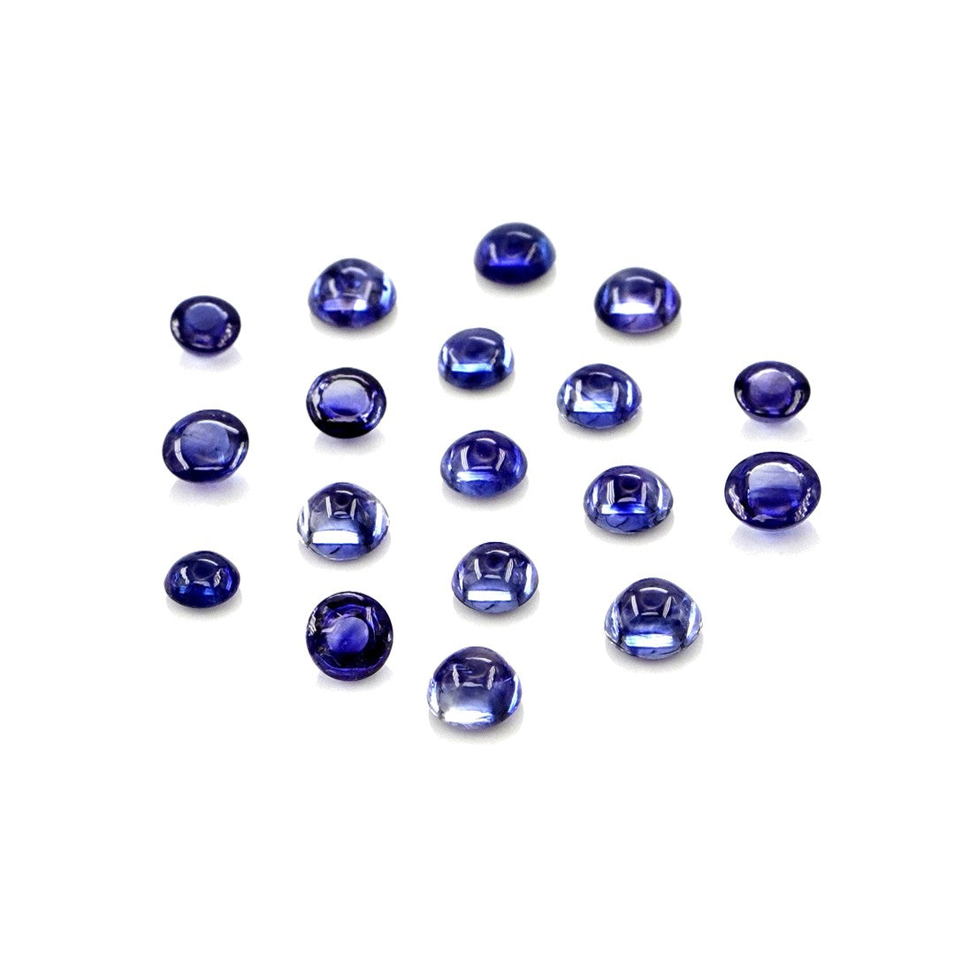 Natural Untreated Blue Sapphire Calibrated Cabochon Rounds | 3mm & 3.5mm
