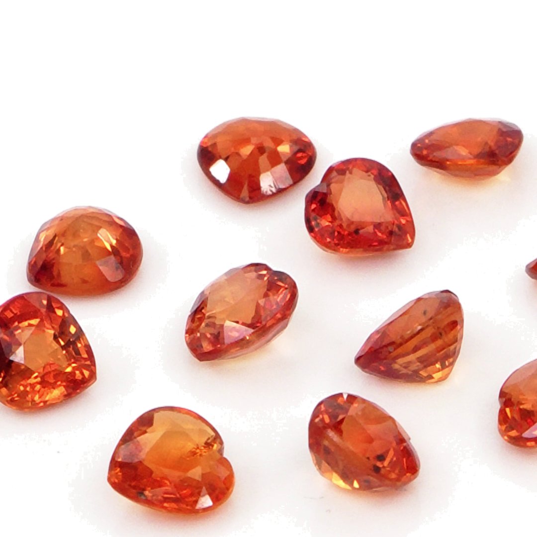 Natural Untreated Orange Sapphire Calibrated Hearts | 4mm & 5mm