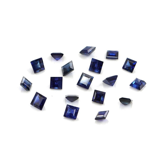 Natural Untreated Blue Sapphire Calibrated Squares | 3mm & 3.5mm