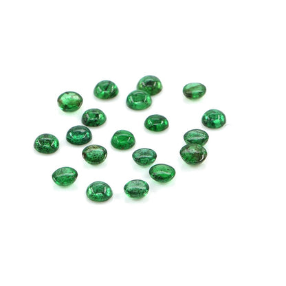 Natural Zambian Emerald Calibrated Cabochon Rounds | 3mm & 3.5mm