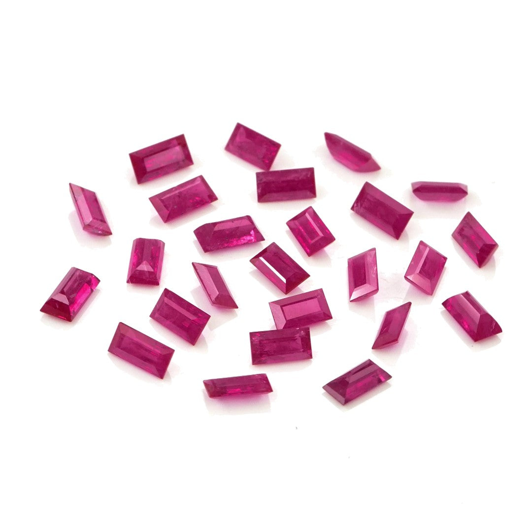 Natural Untreated Mozambique Ruby Calibrated Baguettes | 2x4mm & 2.5x5mm