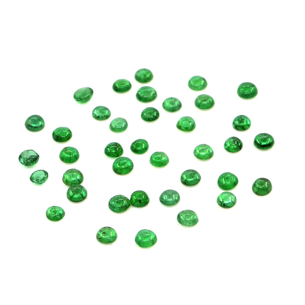 Natural Zambian Emerald Calibrated Cabochon Rounds | 2mm & 2.5mm