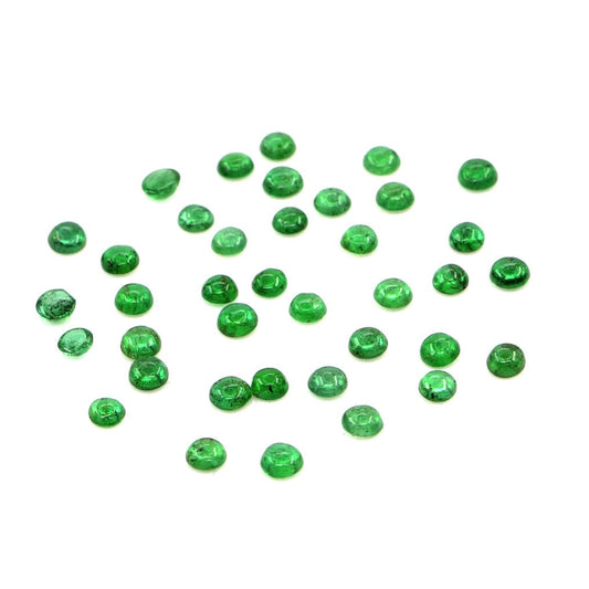 Natural Zambian Emerald Calibrated Cabochon Rounds | 2mm & 2.5mm