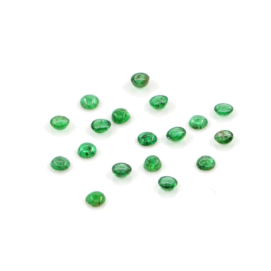 Natural Zambian Emerald Calibrated Cabochon Rounds | 2mm & 2.5mm