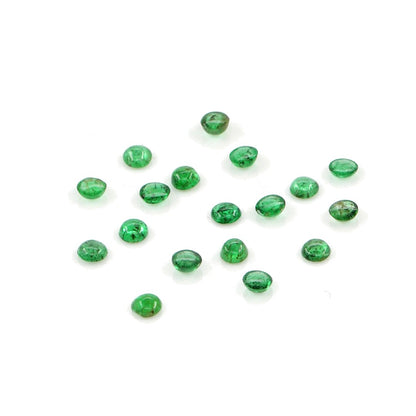 Natural Zambian Emerald Calibrated Cabochon Rounds | 2mm & 2.5mm