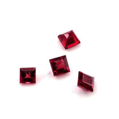 Natural Untreated Red Sapphire Calibrated Squares | 2.5mm & 3mm