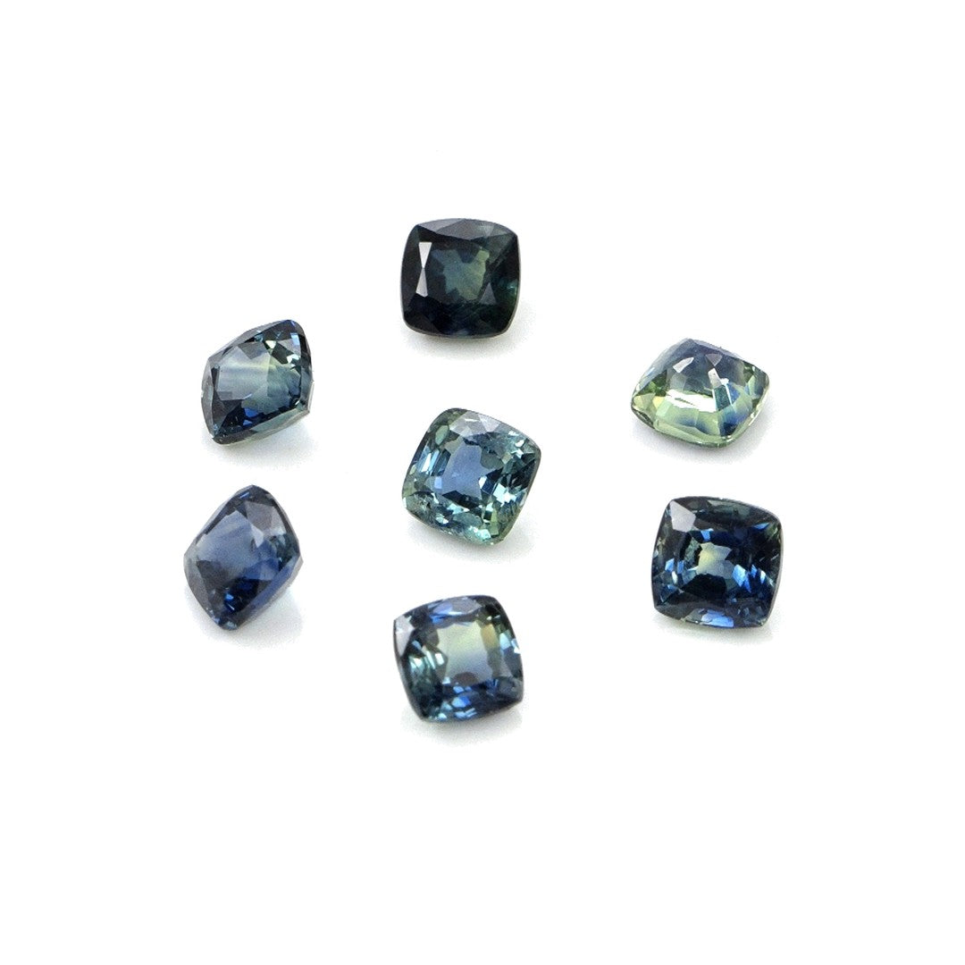 Natural Untreated Australian Teal Sapphire Calibrated Cushions | 4mm & 4.5mm