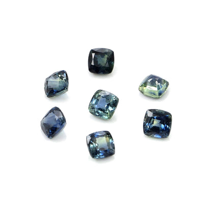 Natural Untreated Australian Teal Sapphire Calibrated Cushions | 4mm & 4.5mm