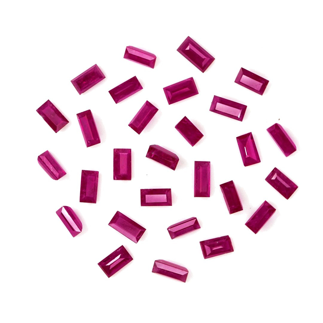 Natural Untreated Mozambique Ruby Calibrated Baguettes | 2x4mm & 2.5x5mm