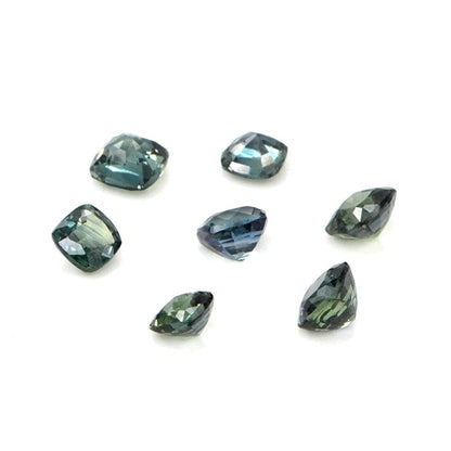 Natural Untreated Australian Teal Sapphire Calibrated Cushions | 3mm & 3.5mm