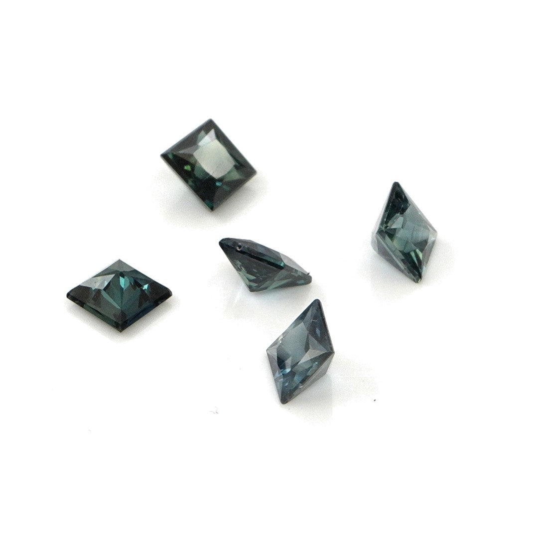 Natural Untreated Australian Teal Sapphire Calibrated Squares | 4mm & 4.5mm