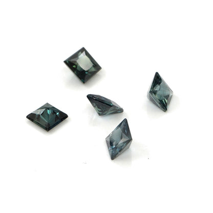 Natural Untreated Australian Teal Sapphire Calibrated Squares | 4mm & 4.5mm
