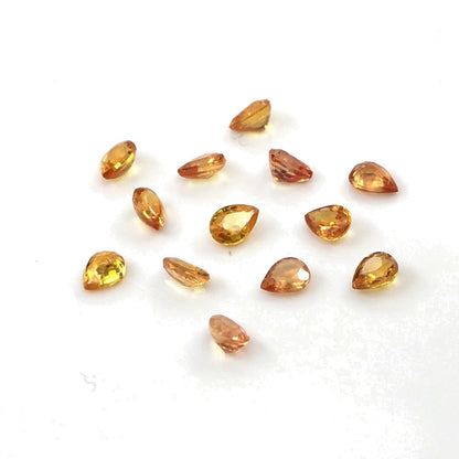 Natural Untreated Orange Sapphire Calibrated Pears | 3x4mm & 4x5mm