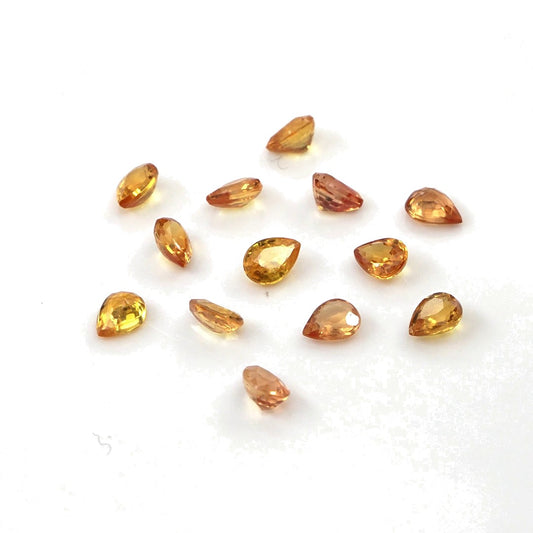Natural Untreated Orange Sapphire Calibrated Pears | 3x4mm & 4x5mm