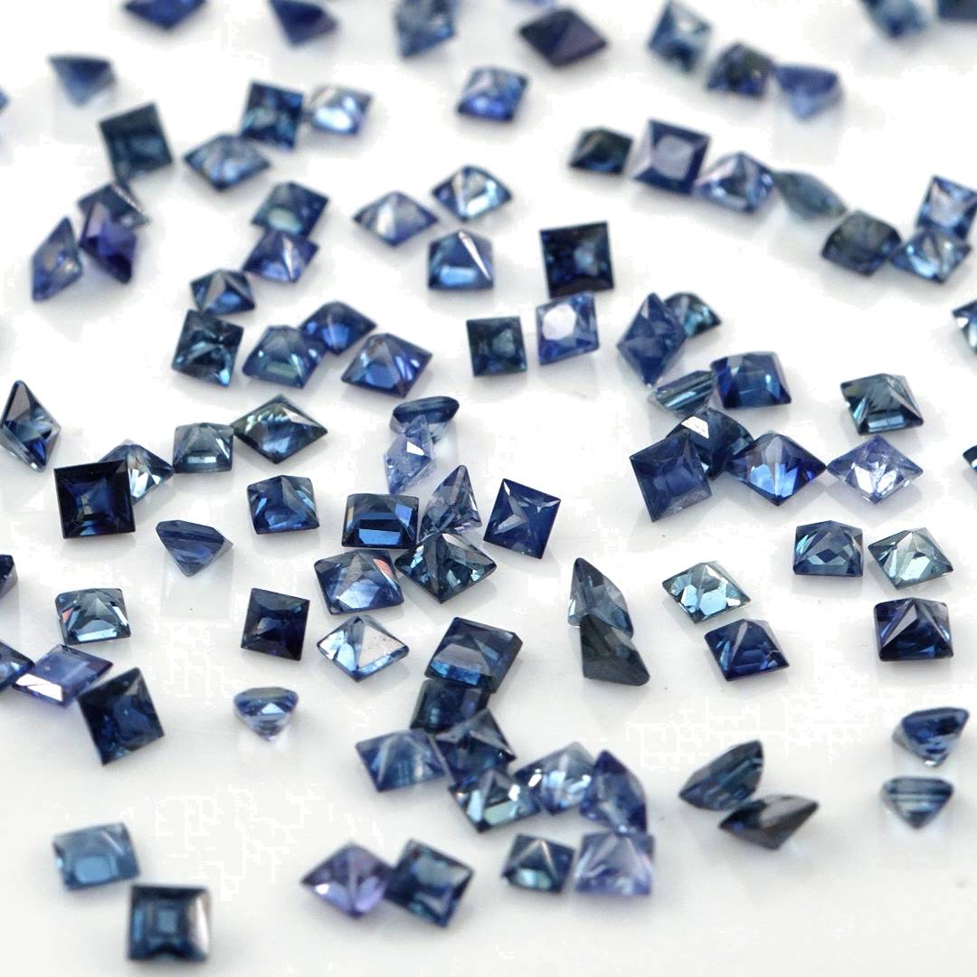 Natural Untreated Blue Sapphire Calibrated Squares | 2mm & 2.5mm