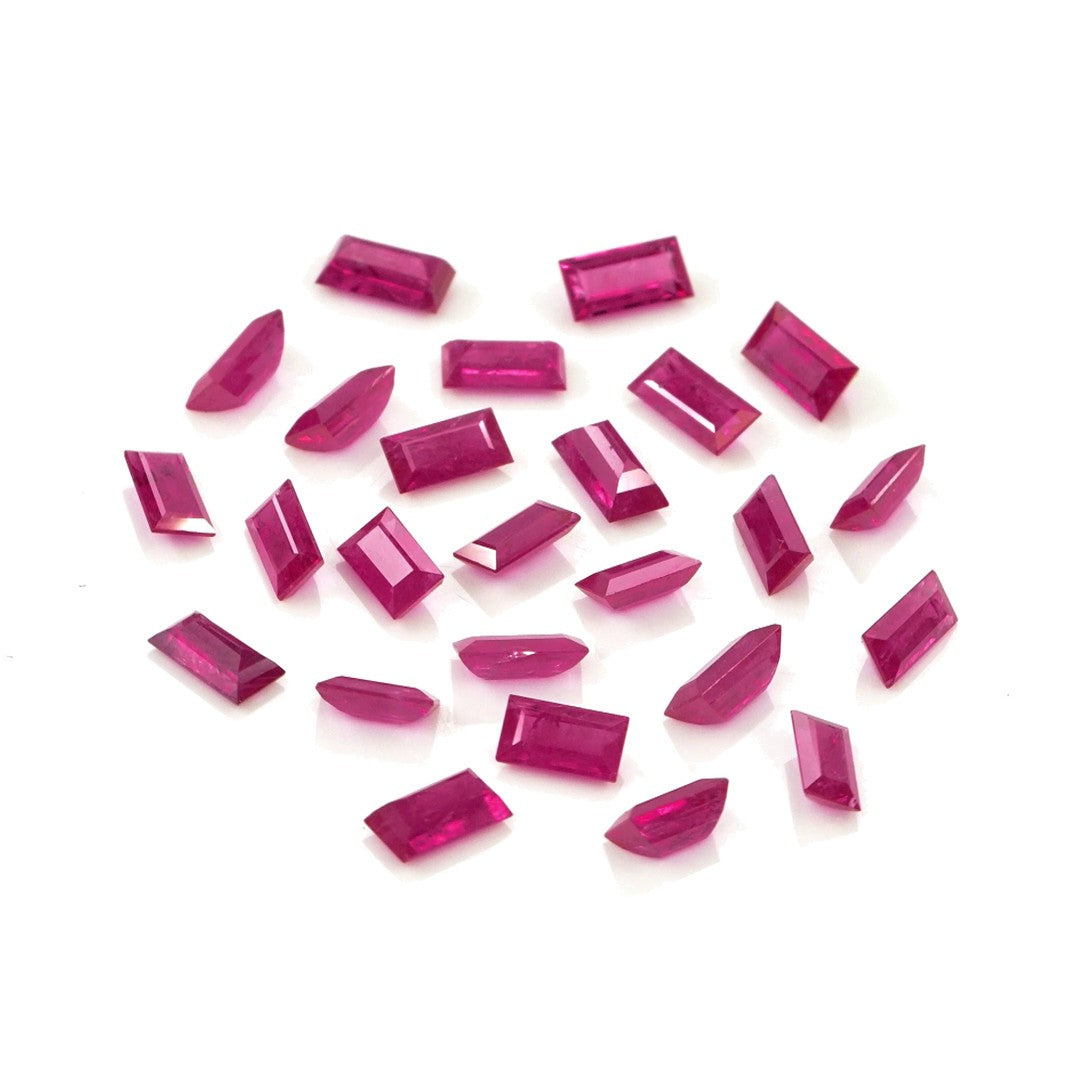 Natural Untreated Mozambique Ruby Calibrated Baguettes | 2x4mm & 2.5x5mm