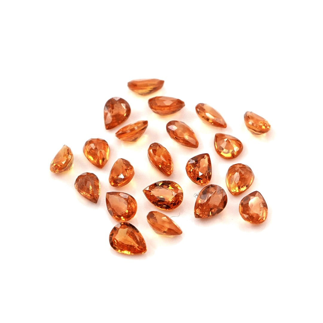 Natural Untreated Orange Sapphire Calibrated Pears | 3x4mm & 4x5mm