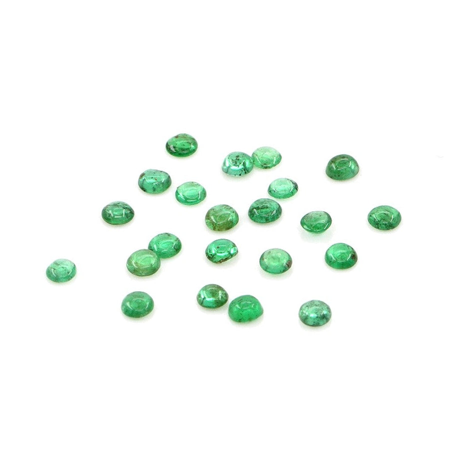 Natural Zambian Emerald Calibrated Cabochon Rounds | 2mm & 2.5mm