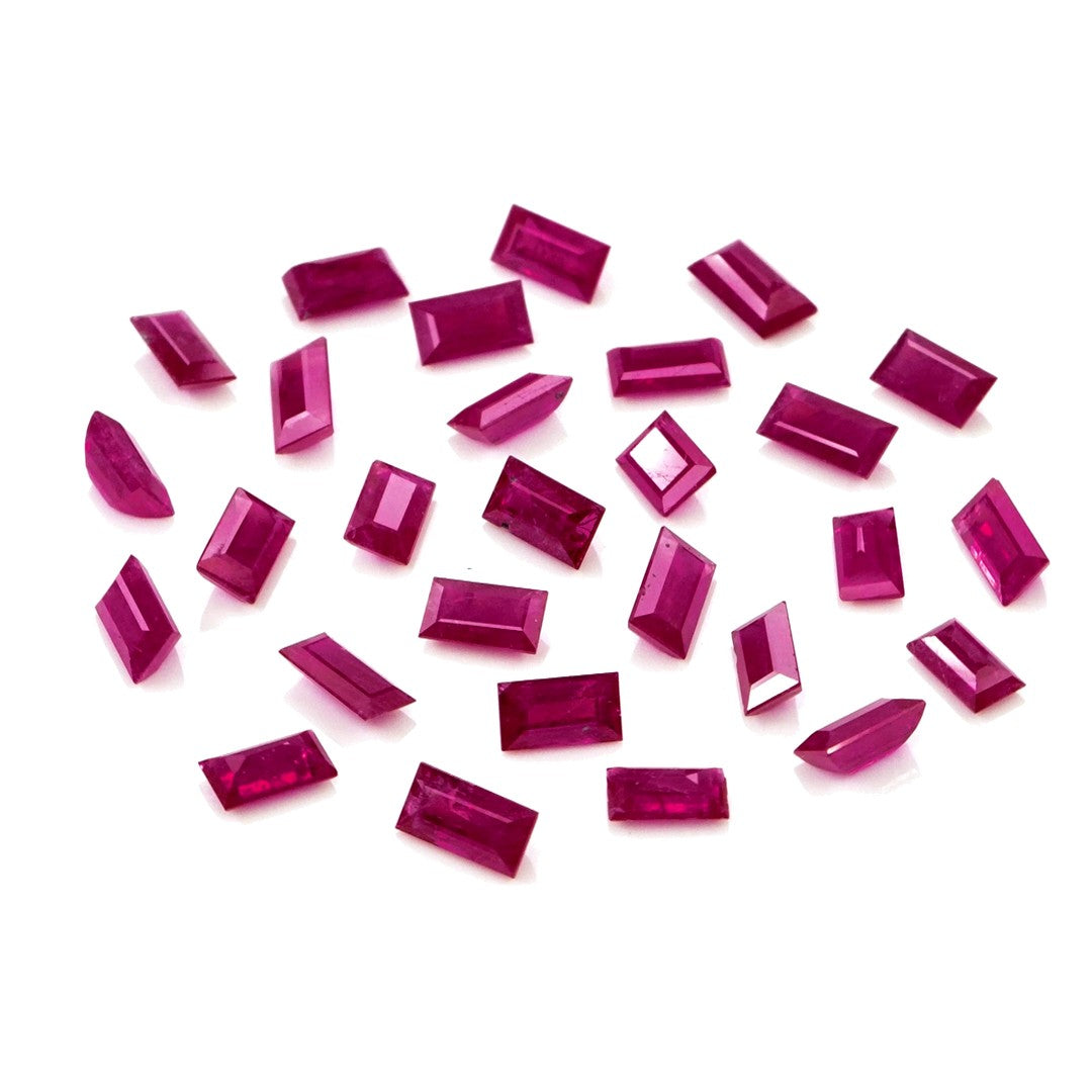 Natural Untreated Mozambique Ruby Calibrated Baguettes | 2x4mm & 2.5x5mm