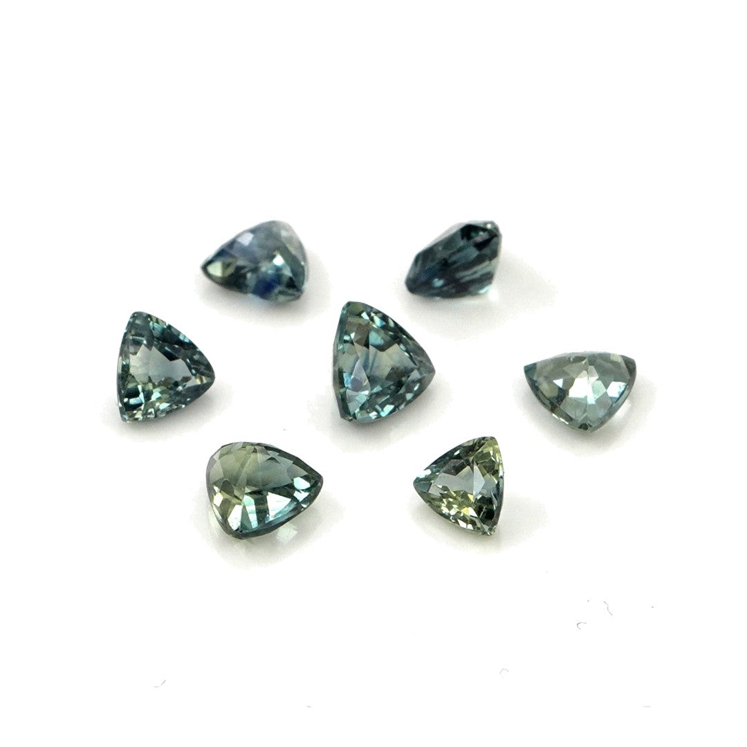 Natural Untreated Australian Teal Sapphire Calibrated Trillions | 4mm & 4.5mm