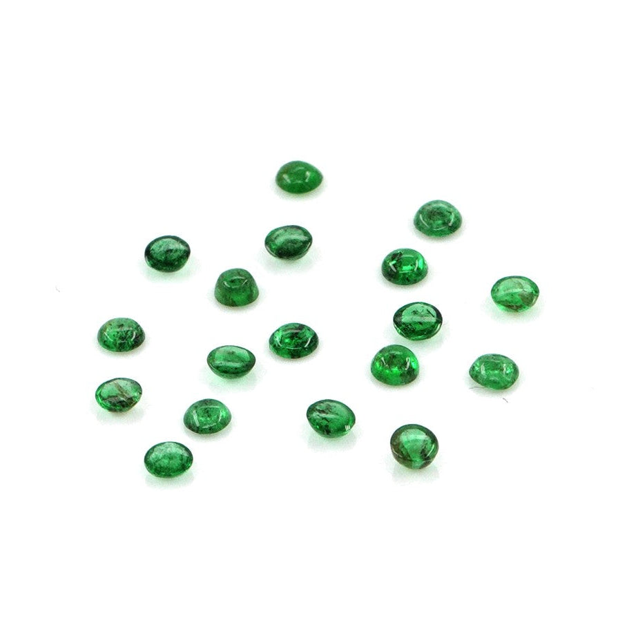 Natural Zambian Emerald Calibrated Cabochon Rounds | 2mm & 2.5mm