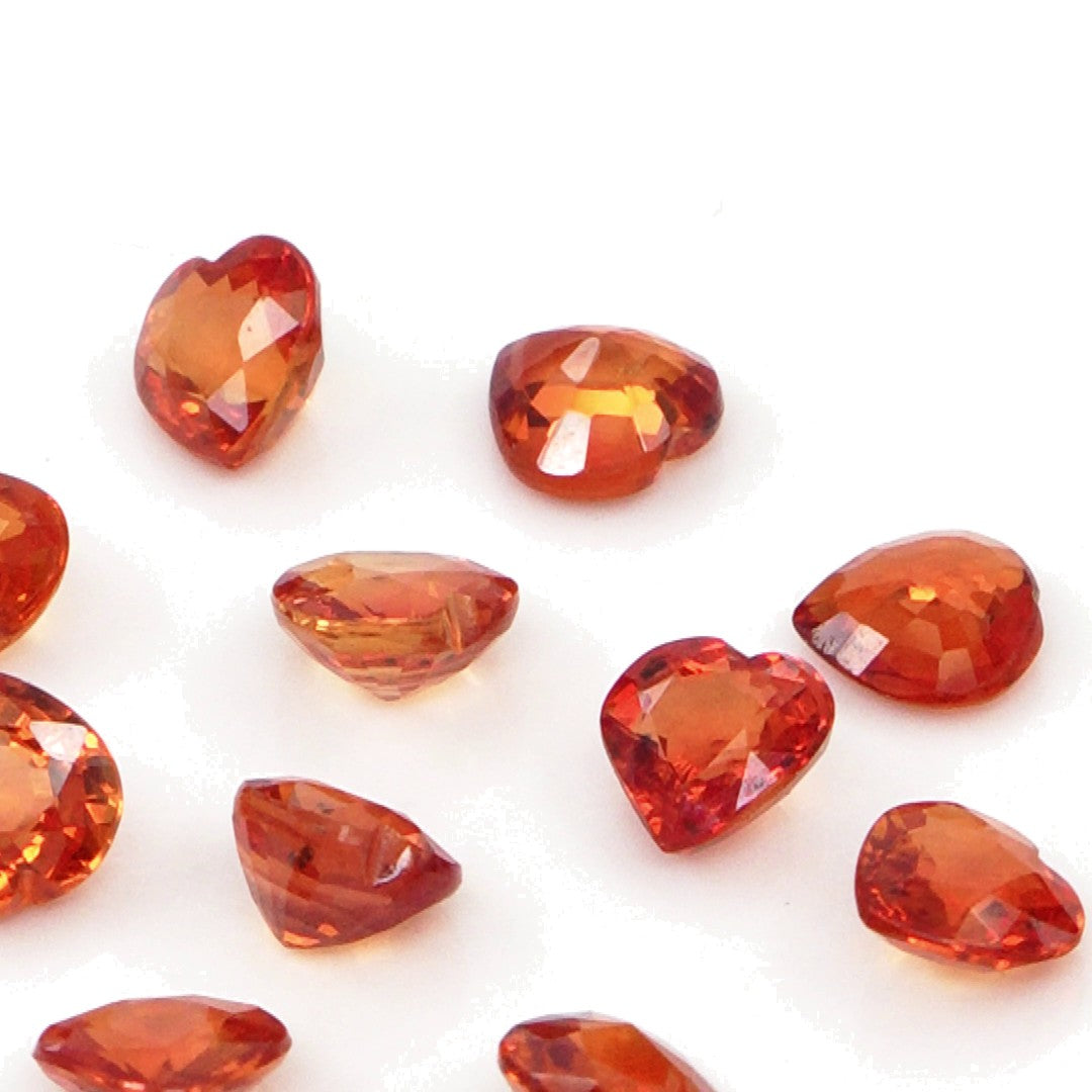 Natural Untreated Orange Sapphire Calibrated Hearts | 4mm & 5mm