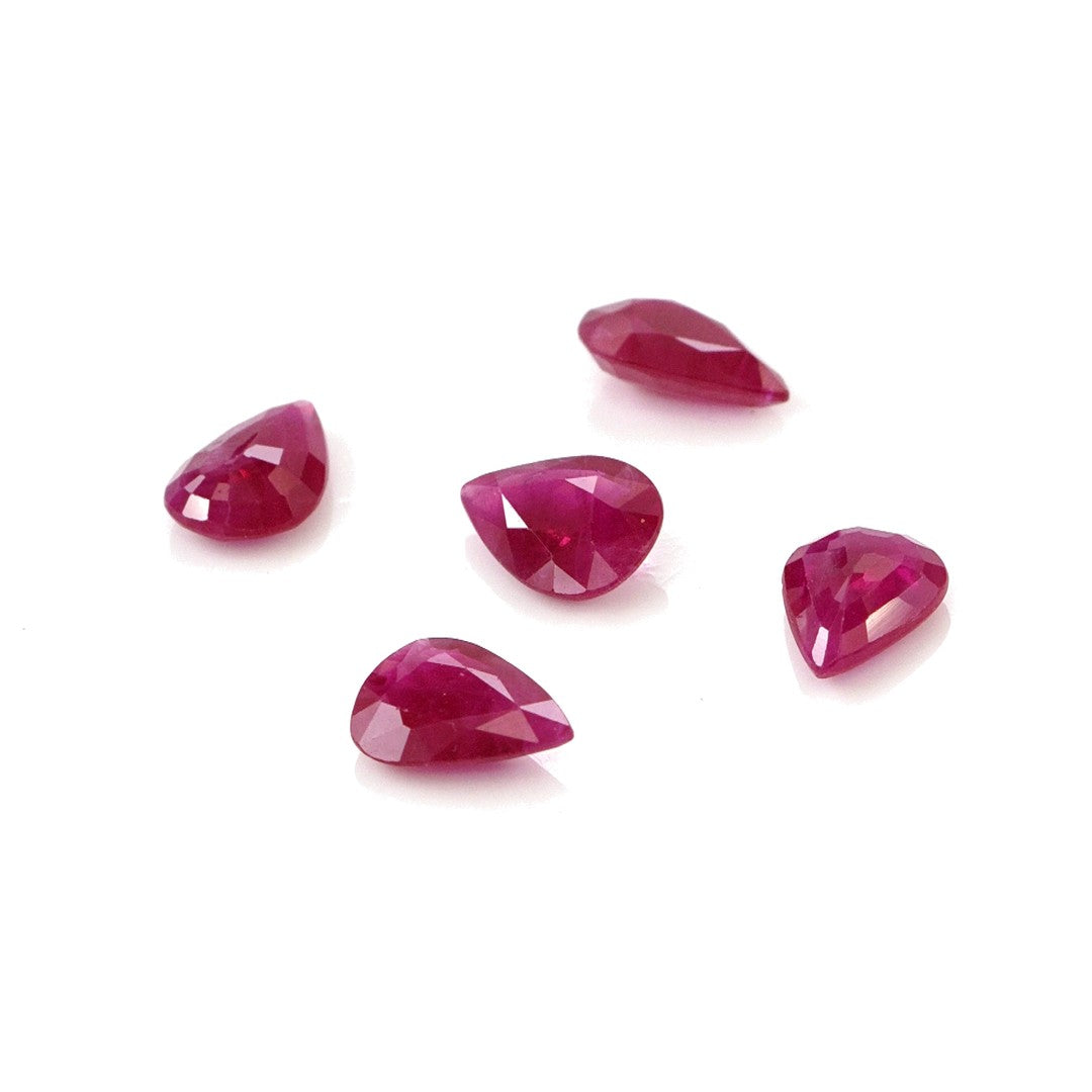 Natural Untreated Burma Ruby Calibrated Pears | 5x7mm & 6x8mm