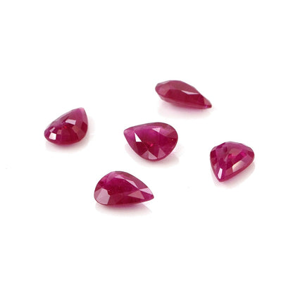 Natural Untreated Burma Ruby Calibrated Pears | 5x7mm & 6x8mm