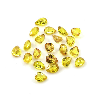 Natural Untreated Yellow Sapphire Calibrated Pears | 3x4mm & 4x5mm